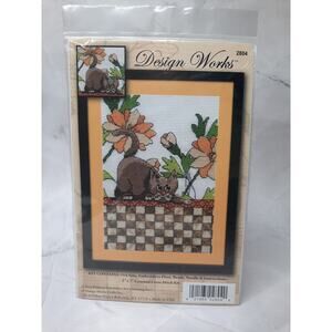 Design Works Counted Cross Stitch Kit Brown Checkered Cat 2804 5x7